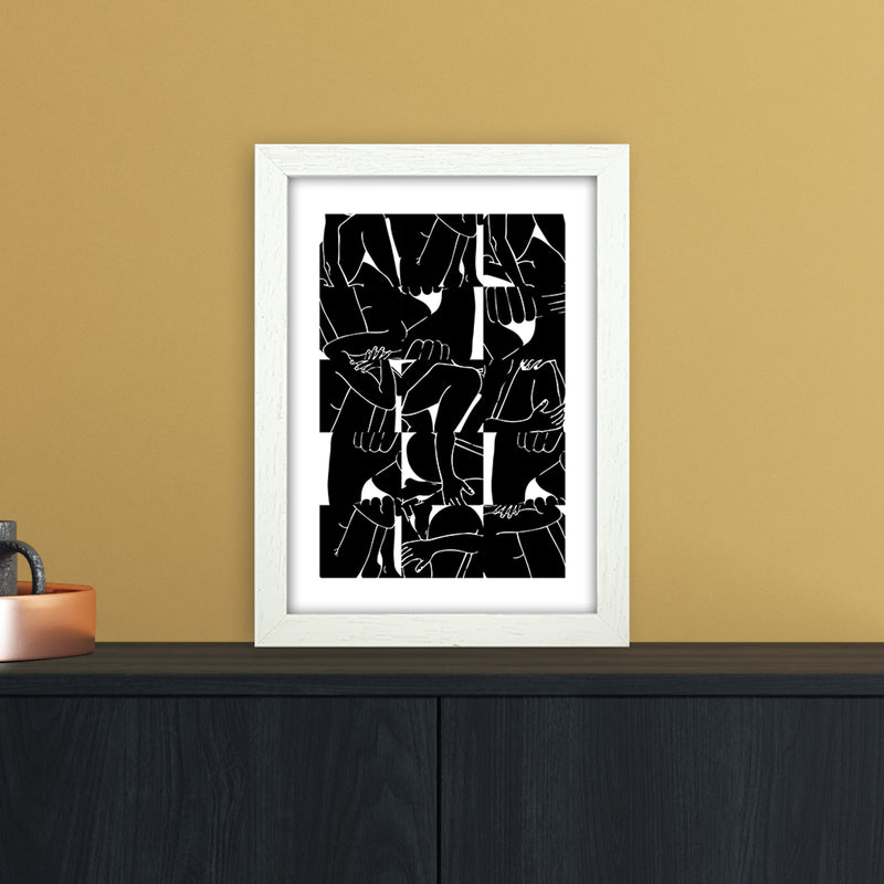Bodies Abstract Art Print by Nordic Creators A4 Oak Frame