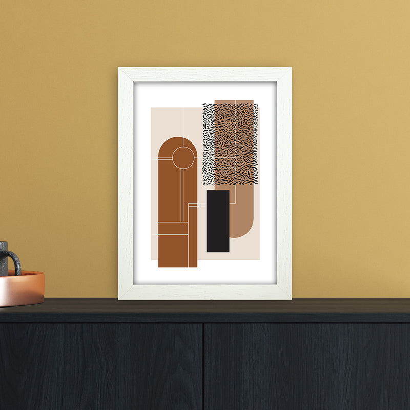 Brown & Beige Abstract Art Print by Nordic Creators A4 Oak Frame