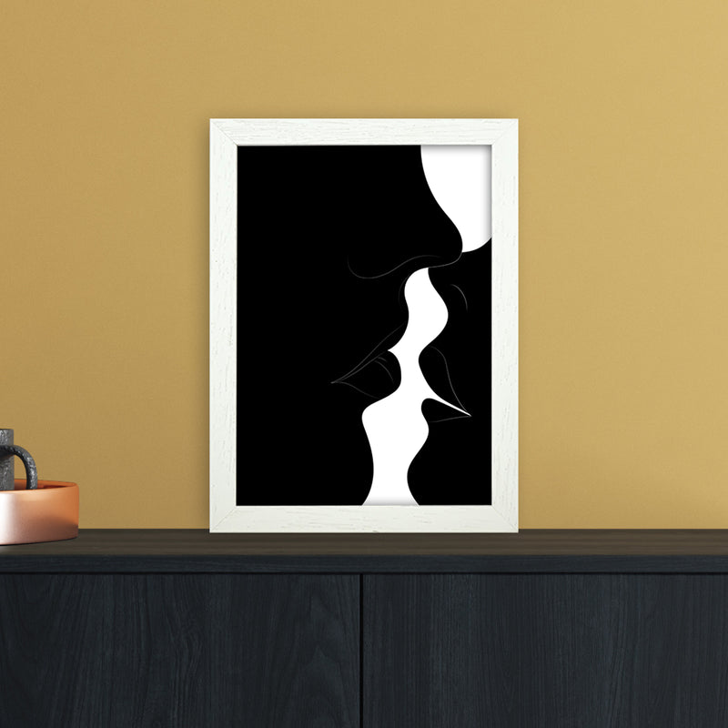 Just a little kiss black Abstract Art Print by Nordic Creators A4 Oak Frame