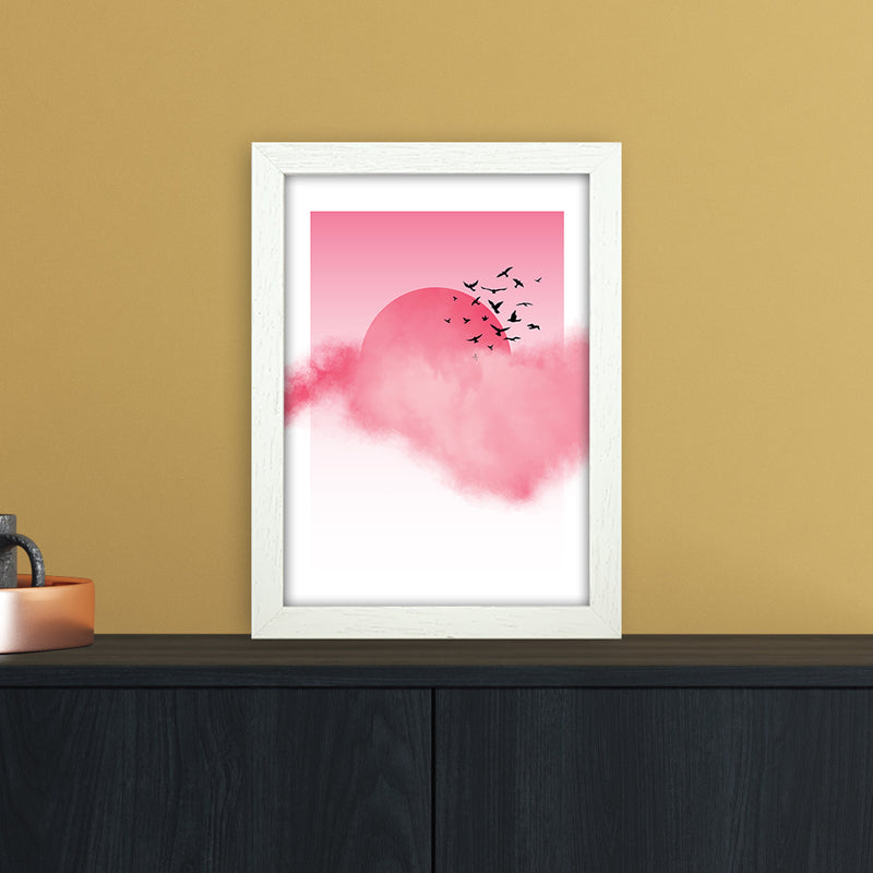 Pink Sunshine Abstract Art Print by Nordic Creators A4 Oak Frame