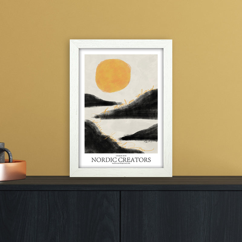 Sunrise Abstract Art Print by Nordic Creators A4 Oak Frame