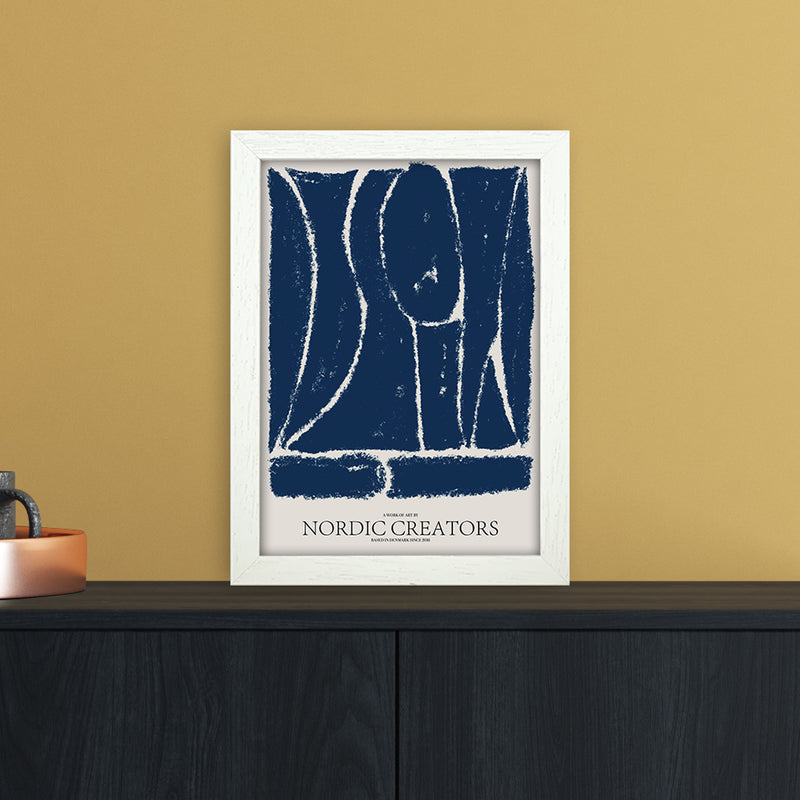 Things Fall Apart - Blue Abstract Art Print by Nordic Creators A4 Oak Frame