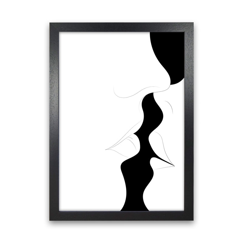 Just a little kiss white Abstract Art Print by Nordic Creators Black Grain