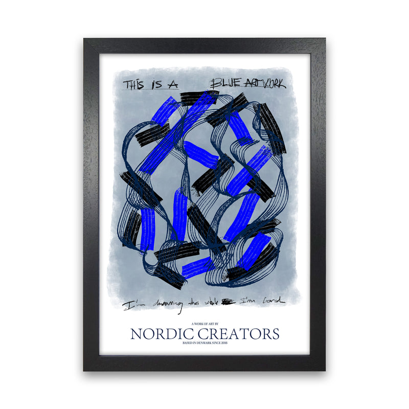 This is a blue artwork Abstract Art Print by Nordic Creators Black Grain