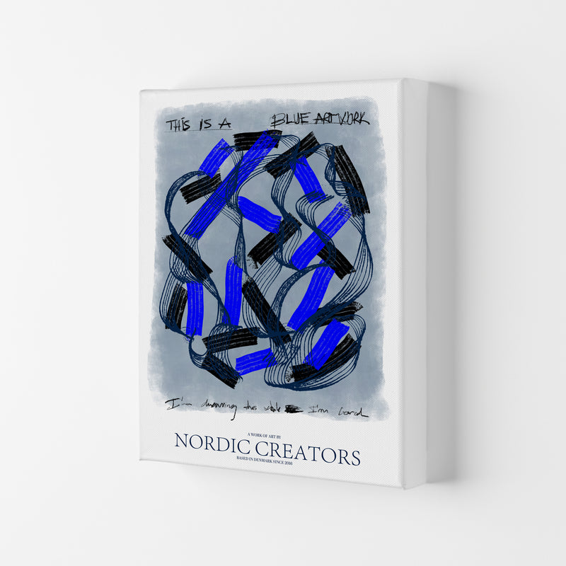 This is a blue artwork Abstract Art Print by Nordic Creators Canvas
