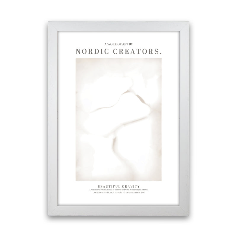 Beautiful Gravity Abstract Art Print by Nordic Creators White Grain