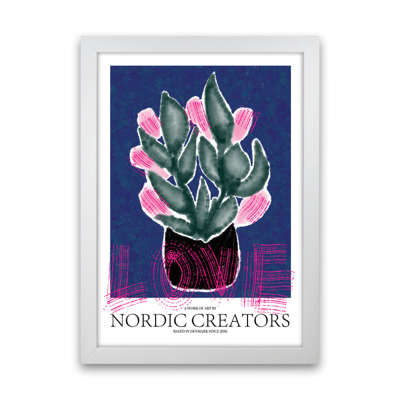 Flowers Love Abstract Art Print by Nordic Creators White Grain