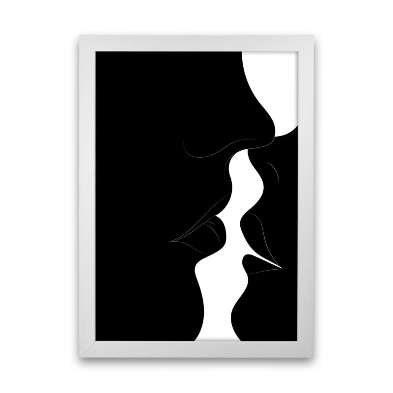 Just a little kiss black Abstract Art Print by Nordic Creators White Grain