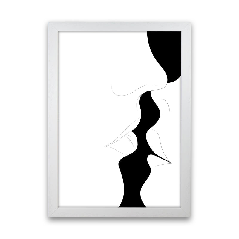 Just a little kiss white Abstract Art Print by Nordic Creators White Grain