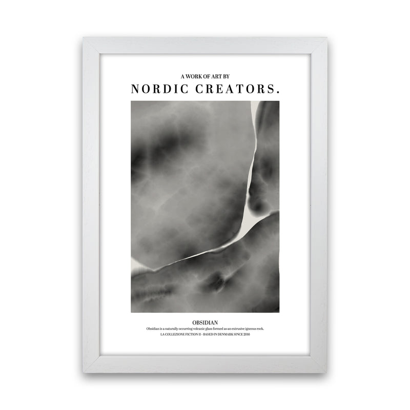 Obsidian Abstract Art Print by Nordic Creators White Grain