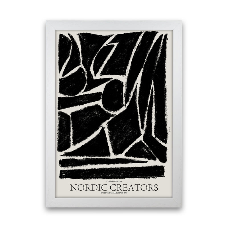 Things Fall Apart - Black Abstract Art Print by Nordic Creators White Grain