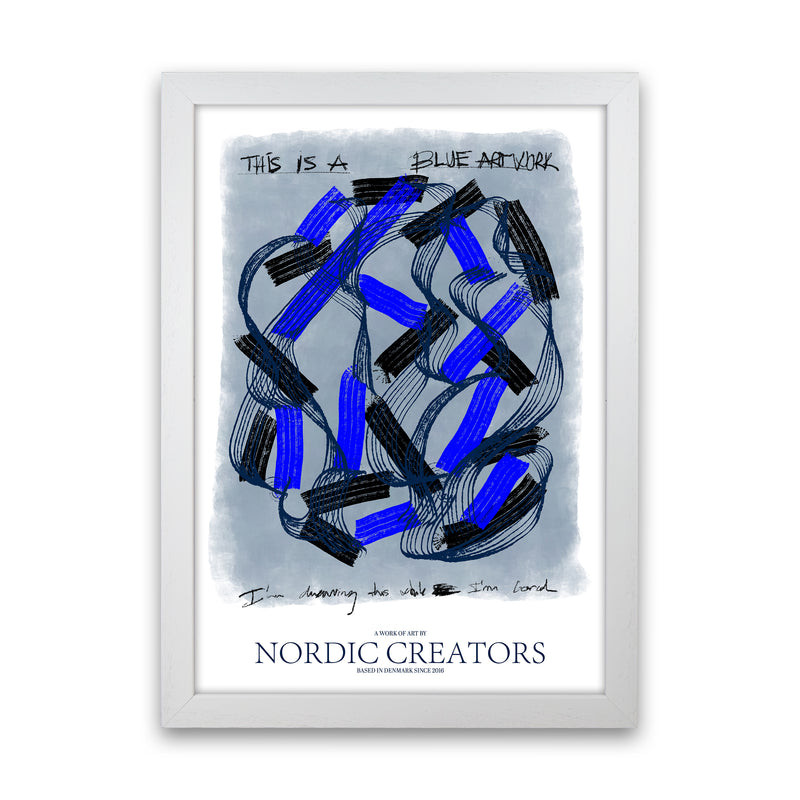 This is a blue artwork Abstract Art Print by Nordic Creators White Grain