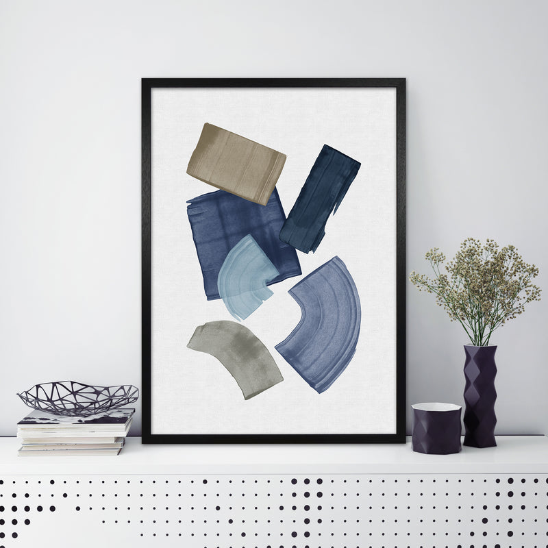 Blue _ Brown Paint Blocks Art Print by Orara Studio