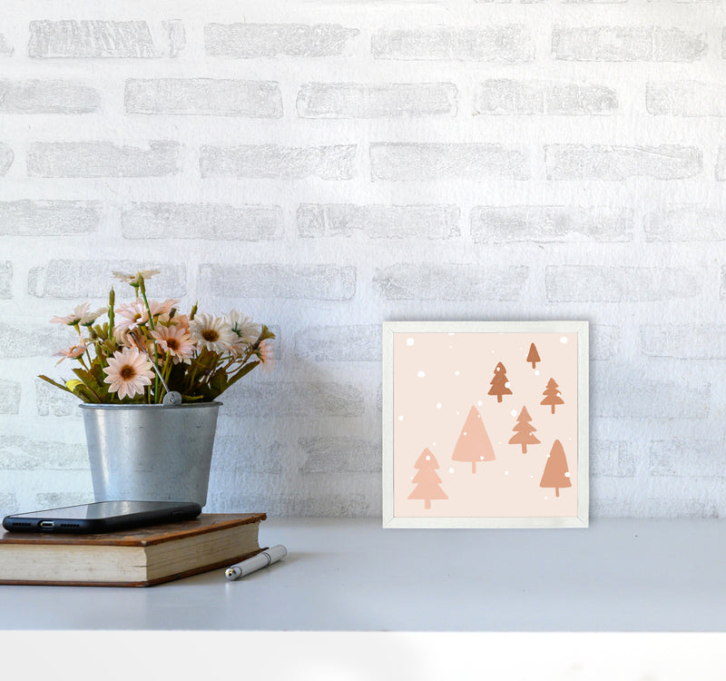 Pastel Winter Trees Christmas Art Print by Orara Studio4040 Oak Frame