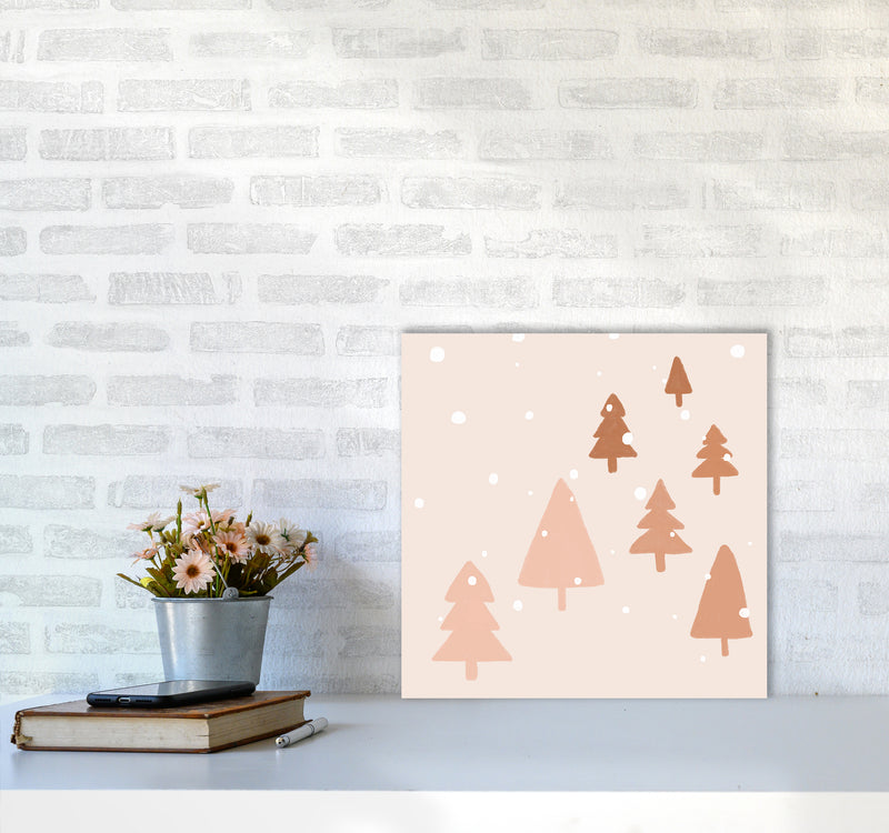 Pastel Winter Trees Christmas Art Print by Orara Studio5050 Black Frame