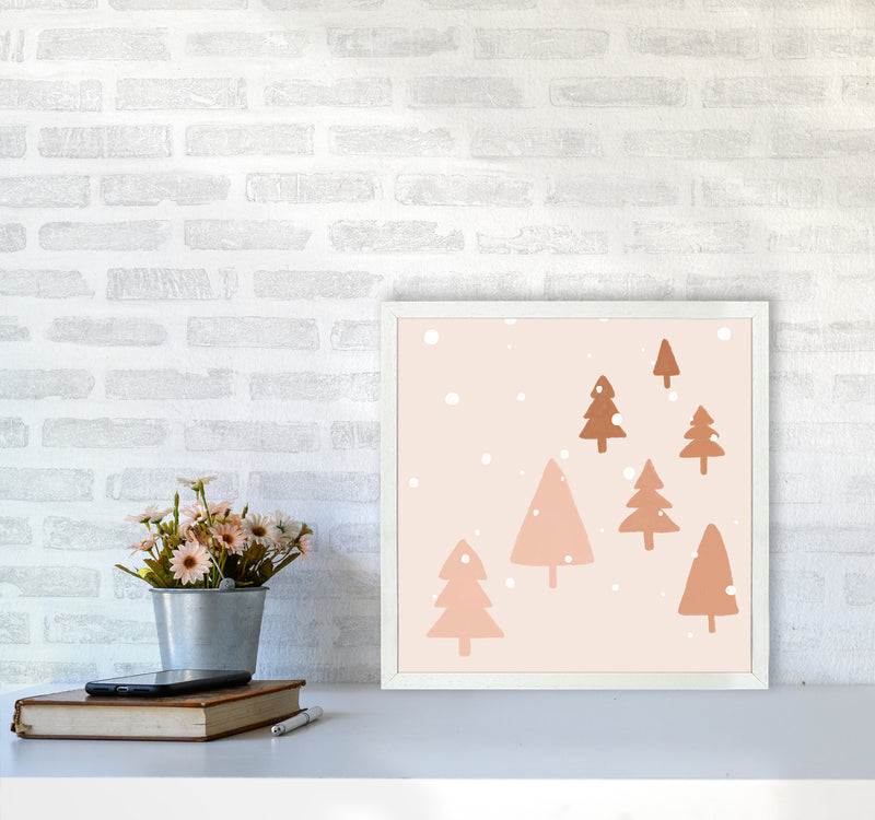 Pastel Winter Trees Christmas Art Print by Orara Studio5050 Oak Frame
