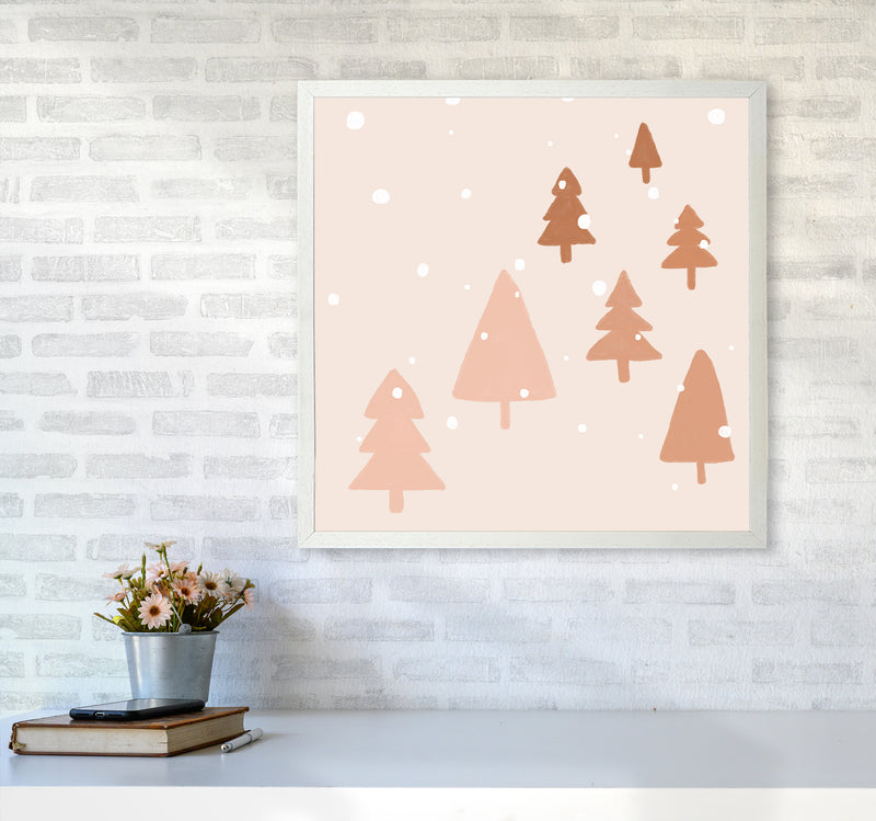 Pastel Winter Trees Christmas Art Print by Orara Studio6060 Oak Frame
