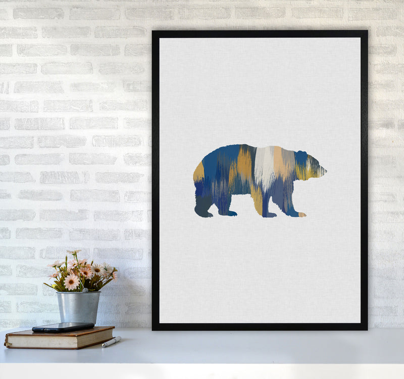 Bear Blue & Yellow Animal Art Print By Orara Studio Animal Art Print A1 White Frame