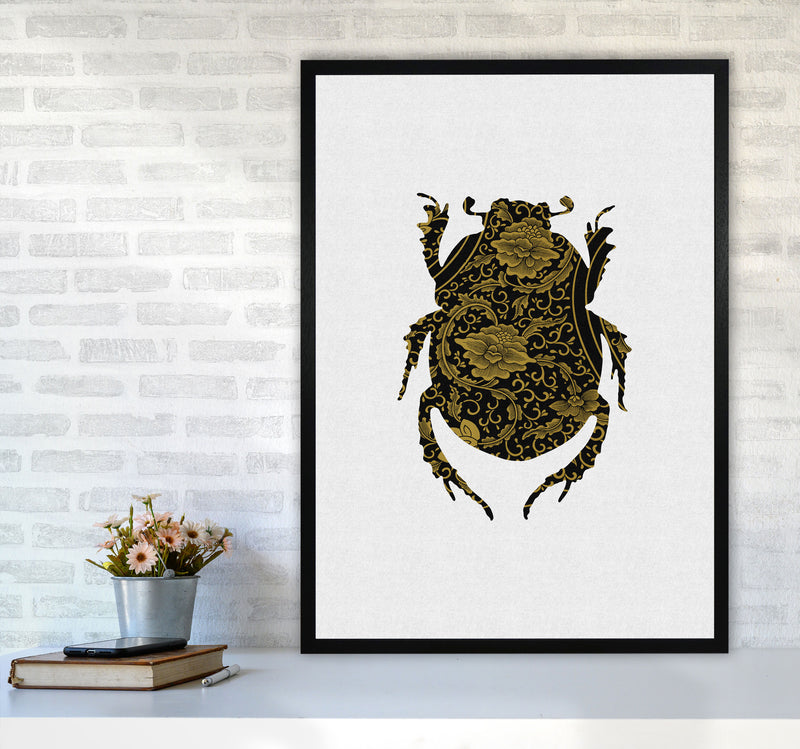 Black And Gold Beetle I Print By Orara Studio Animal Art Print A1 White Frame