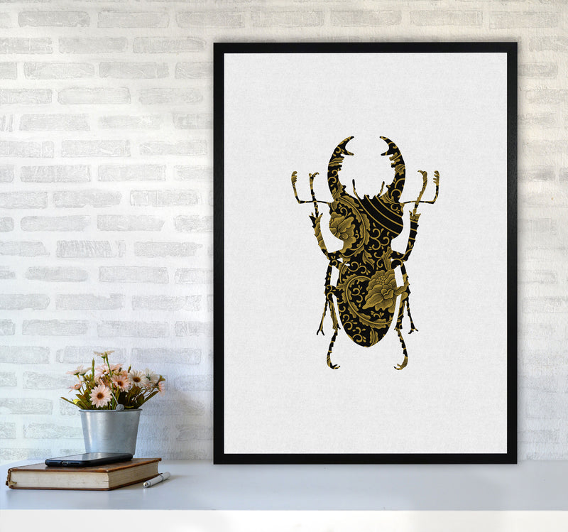 Black And Gold Beetle II Print By Orara Studio Animal Art Print A1 White Frame
