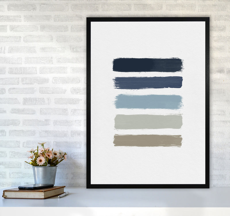 Blue & Taupe Stripes Print By Orara Studio A1 White Frame