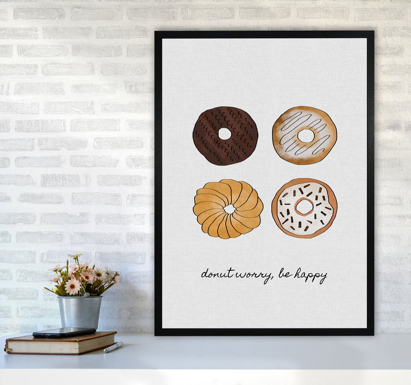 Donut Worry Print By Orara Studio, Framed Kitchen Wall Art A1 White Frame