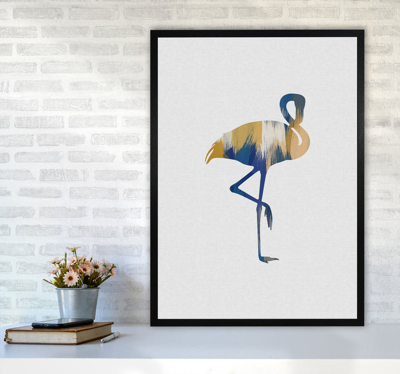 Flamingo Blue & Yellow Print By Orara Studio Animal Art Print A1 White Frame