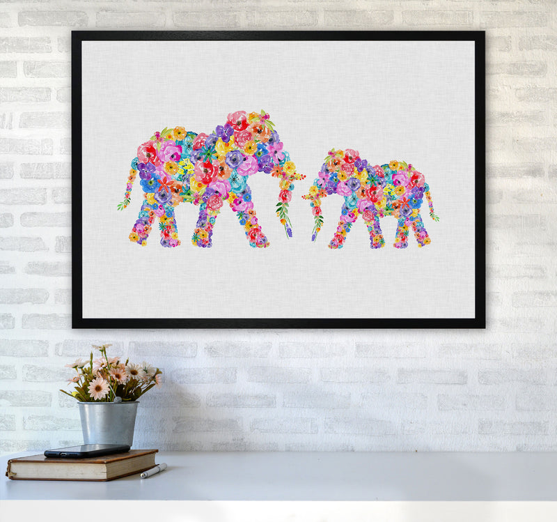 Floral Elephants Print By Orara Studio Animal Art Print A1 White Frame