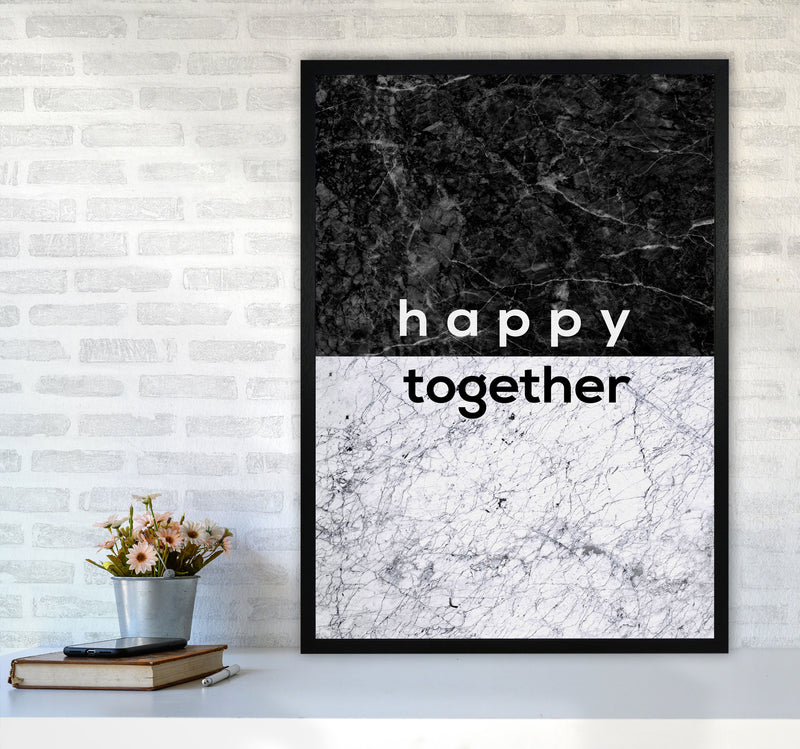 Happy Together Black & White Quote Print By Orara Studio A1 White Frame