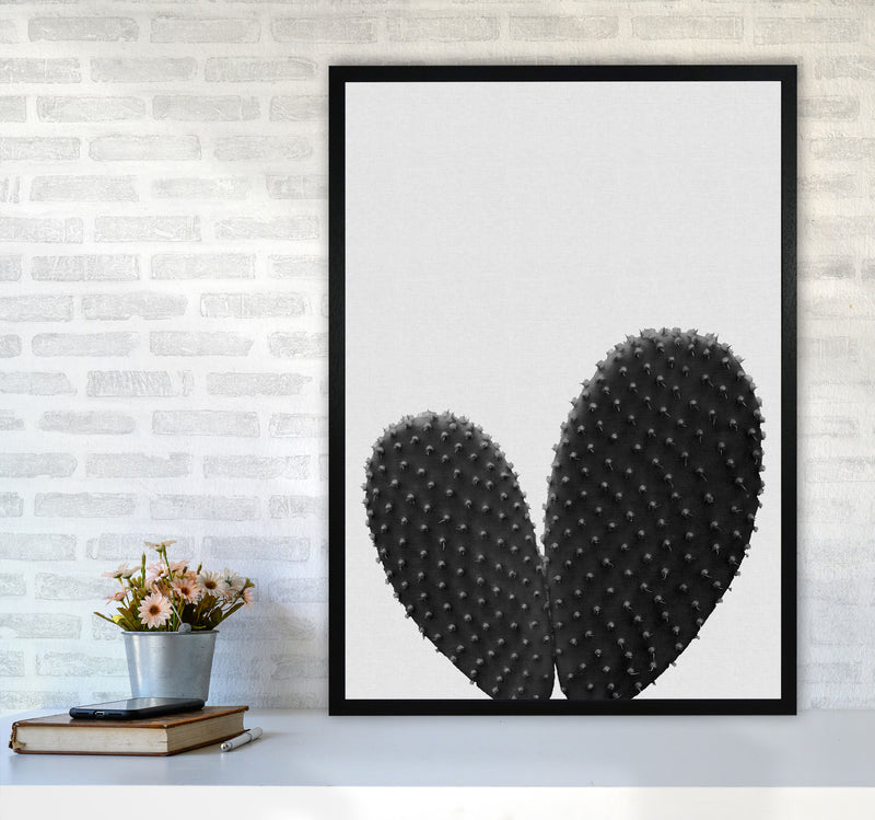 Heart Cactus Black & White Print By Orara Studio A1 White Frame