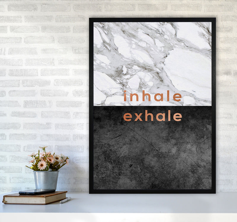 Inhale Exhale Copper Quote Print By Orara Studio A1 White Frame