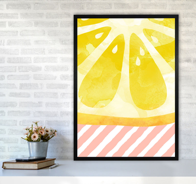 Lemon Abstract Print By Orara Studio, Framed Kitchen Wall Art A1 White Frame