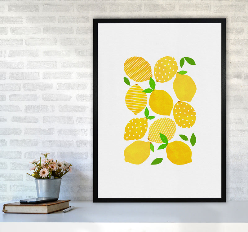 Lemon Crowd Print By Orara Studio, Framed Kitchen Wall Art A1 White Frame