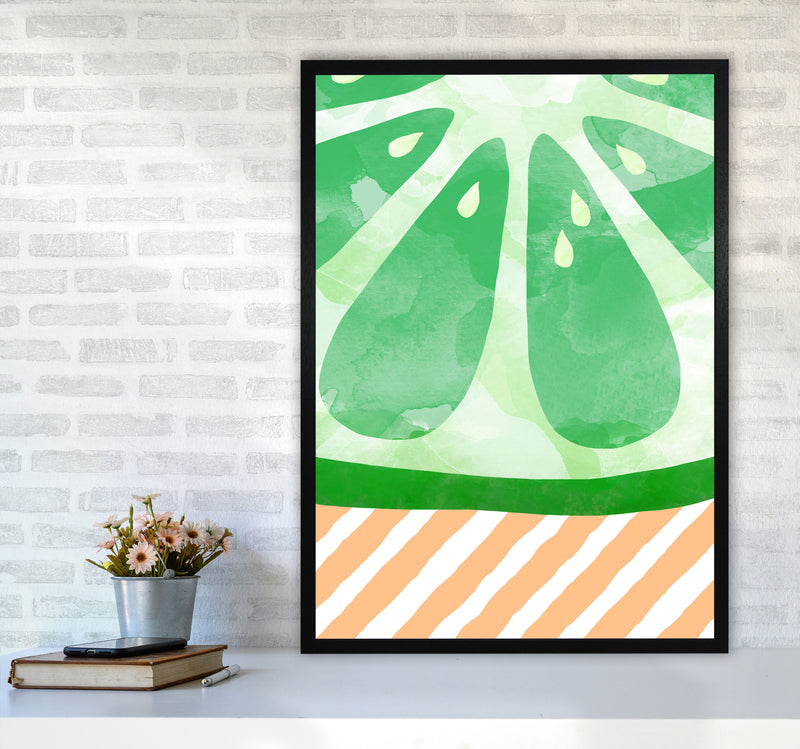 Lime Abstract Print By Orara Studio, Framed Kitchen Wall Art A1 White Frame