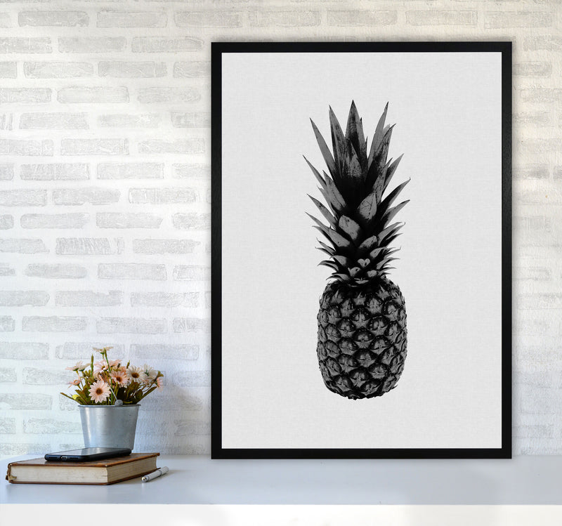 Pineapple Black & White Print By Orara Studio, Framed Kitchen Wall Art A1 White Frame
