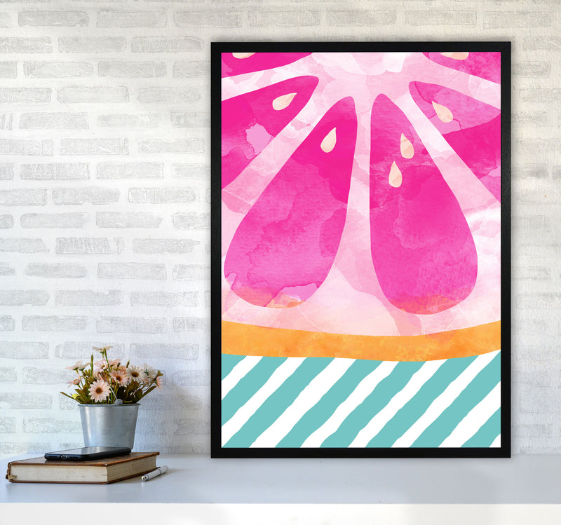Pink Grapefruit Abstract Print By Orara Studio, Framed Kitchen Wall Art A1 White Frame