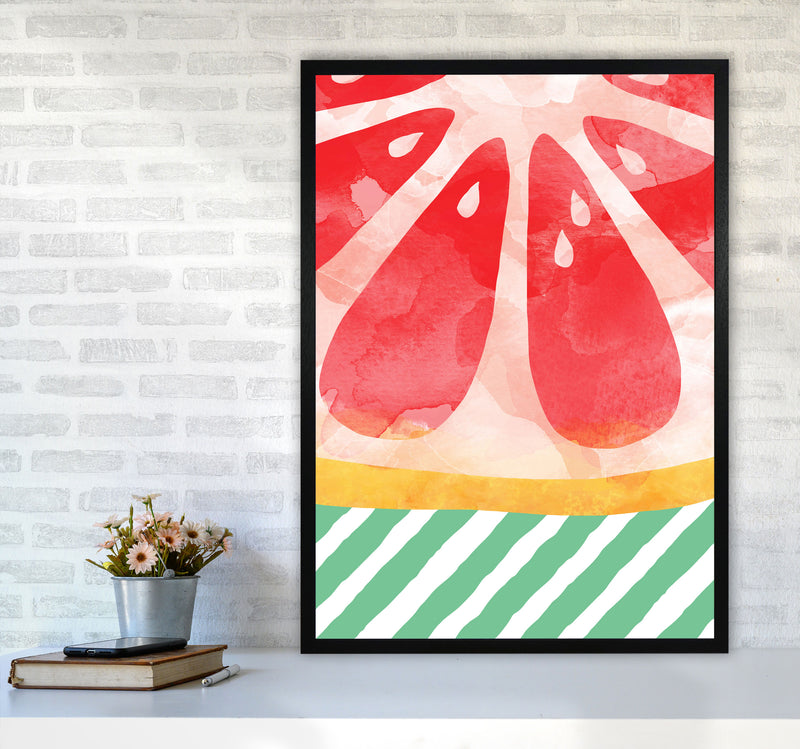 Red Grapefruit Abstract Print By Orara Studio, Framed Kitchen Wall Art A1 White Frame