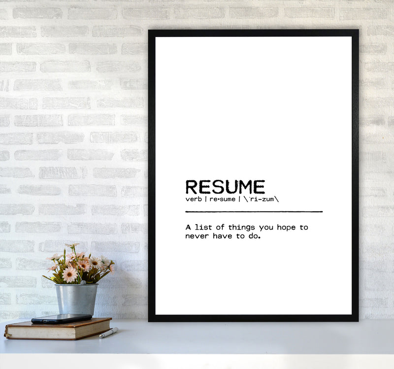Resume List Definition Quote Print By Orara Studio A1 White Frame