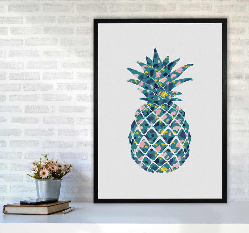 Teal Pineapple Print By Orara Studio, Framed Kitchen Wall Art A1 White Frame