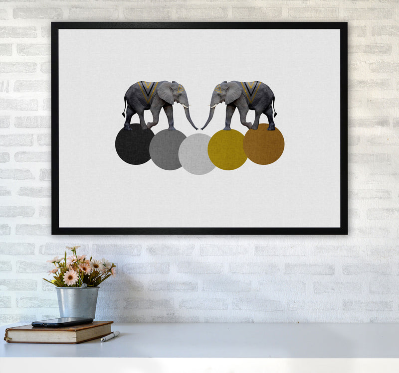 Tribal Elephants Print By Orara Studio Animal Art Print A1 White Frame