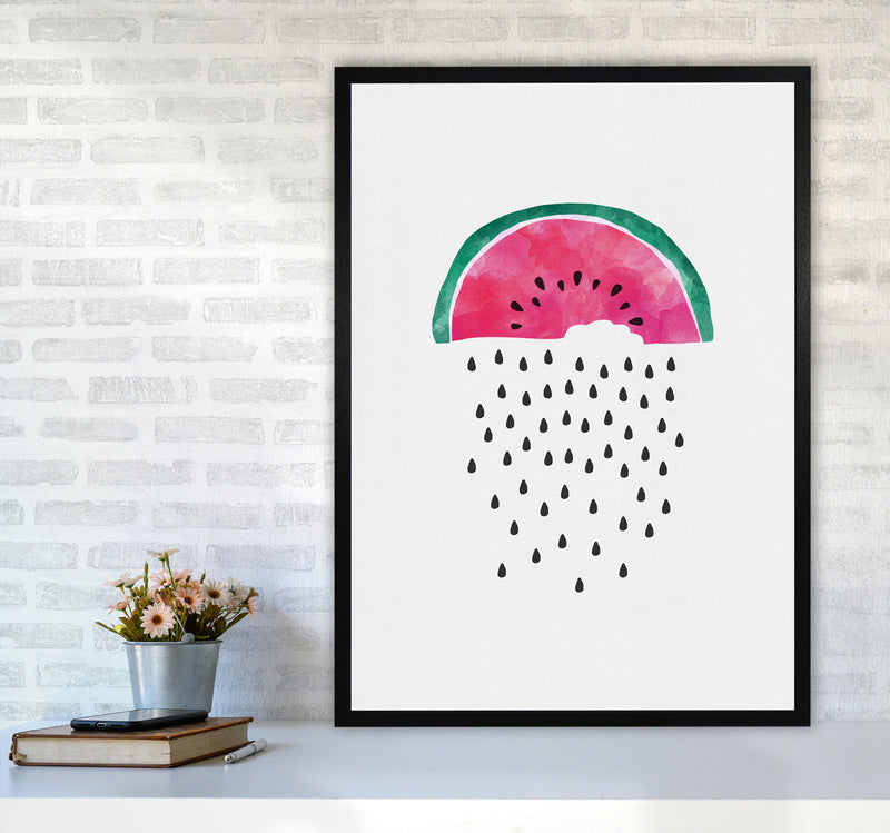 Watermelon Rain Print By Orara Studio, Framed Kitchen Wall Art A1 White Frame