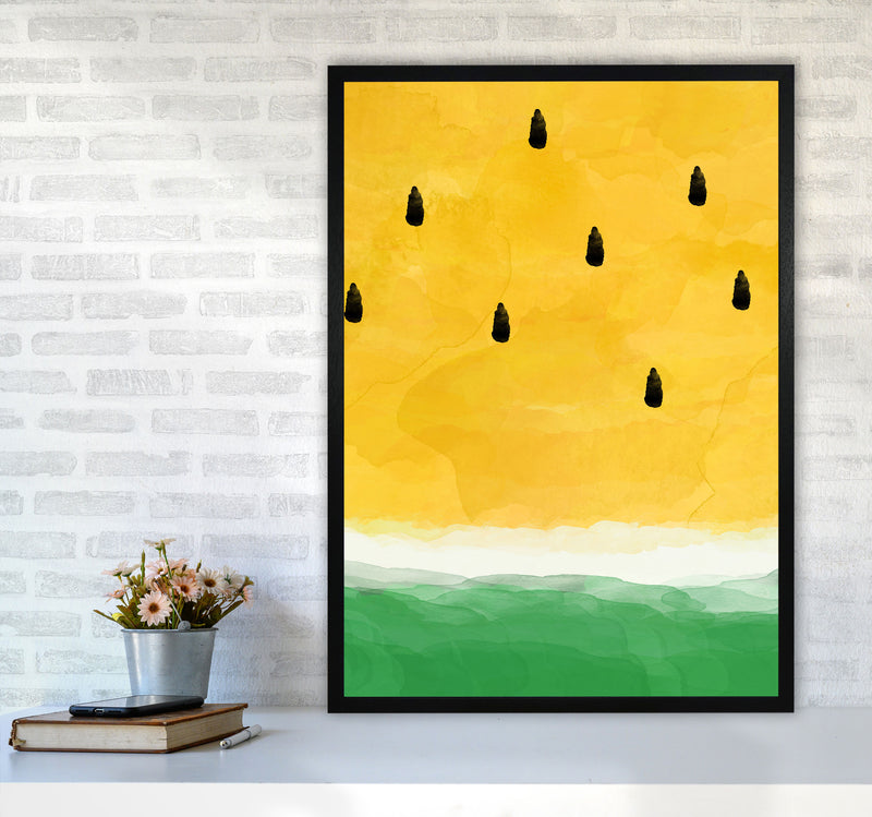 Yellow Watermelon Print By Orara Studio, Framed Kitchen Wall Art A1 White Frame