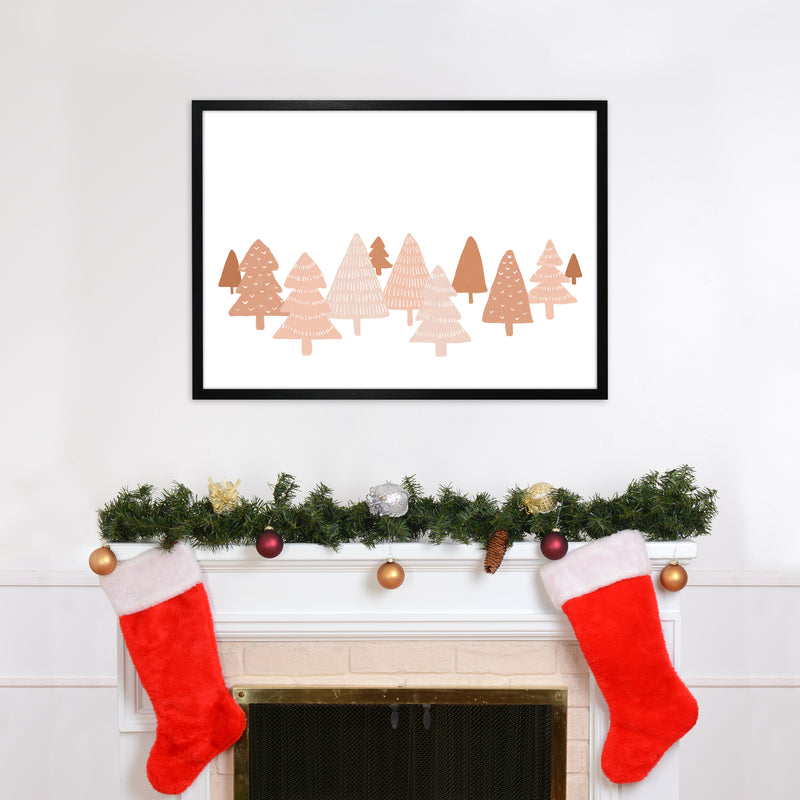 Blush Winter Trees Christmas Art Print by Orara Studio A1 White Frame