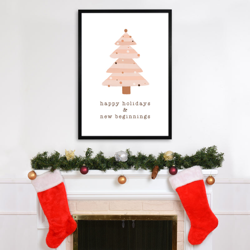 Happy Holidays & New Beginnings Christmas Art Print by Orara Studio A1 White Frame