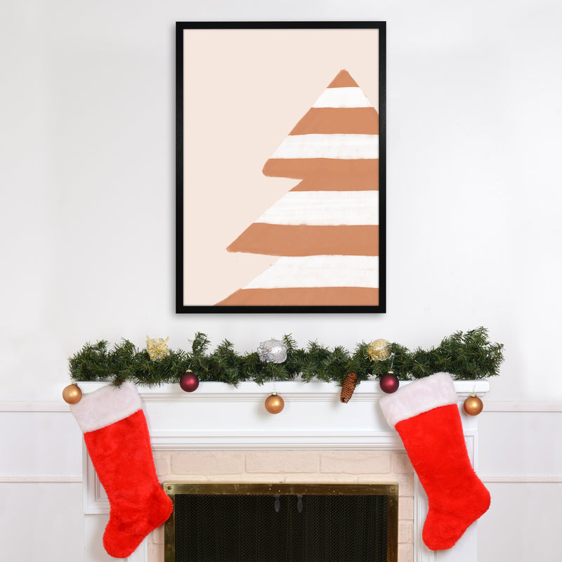 Stripey Xmas Tree Christmas Art Print by Orara Studio A1 White Frame
