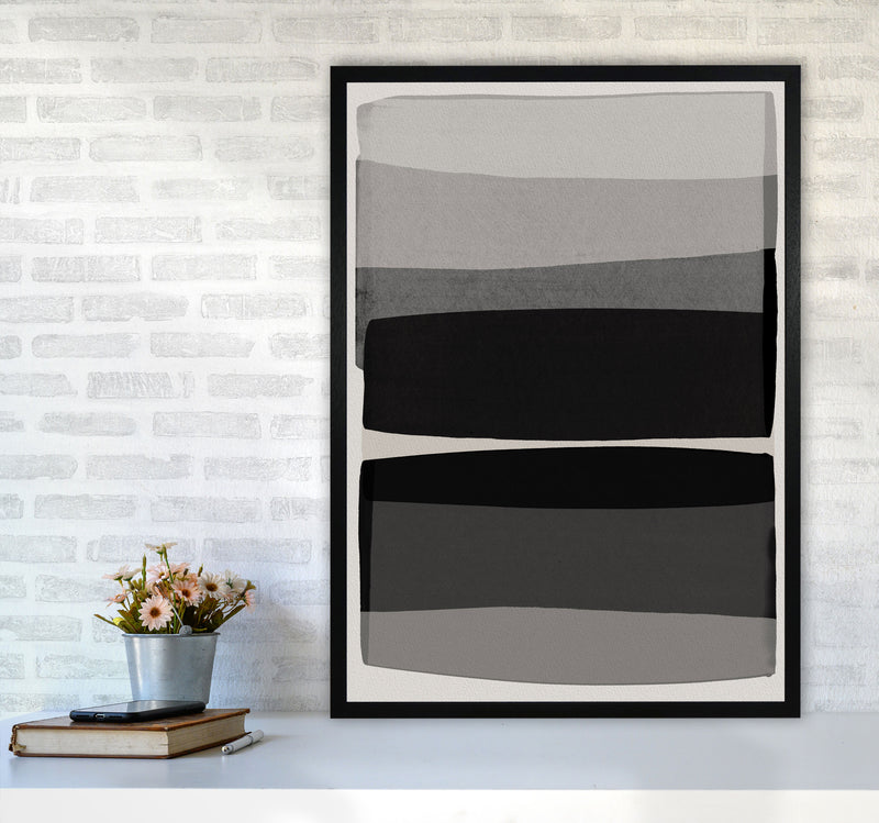 Modern Black and White Abstract Art Print by Orara Studio A1 White Frame