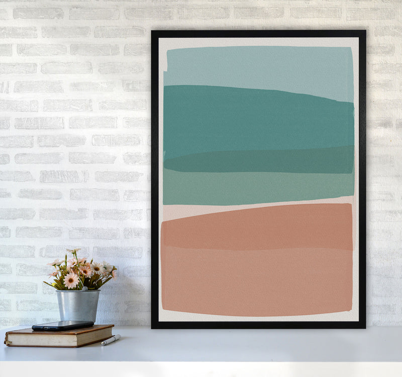 Modern Turquoise and Pink Abstract Art Print by Orara Studio A1 White Frame