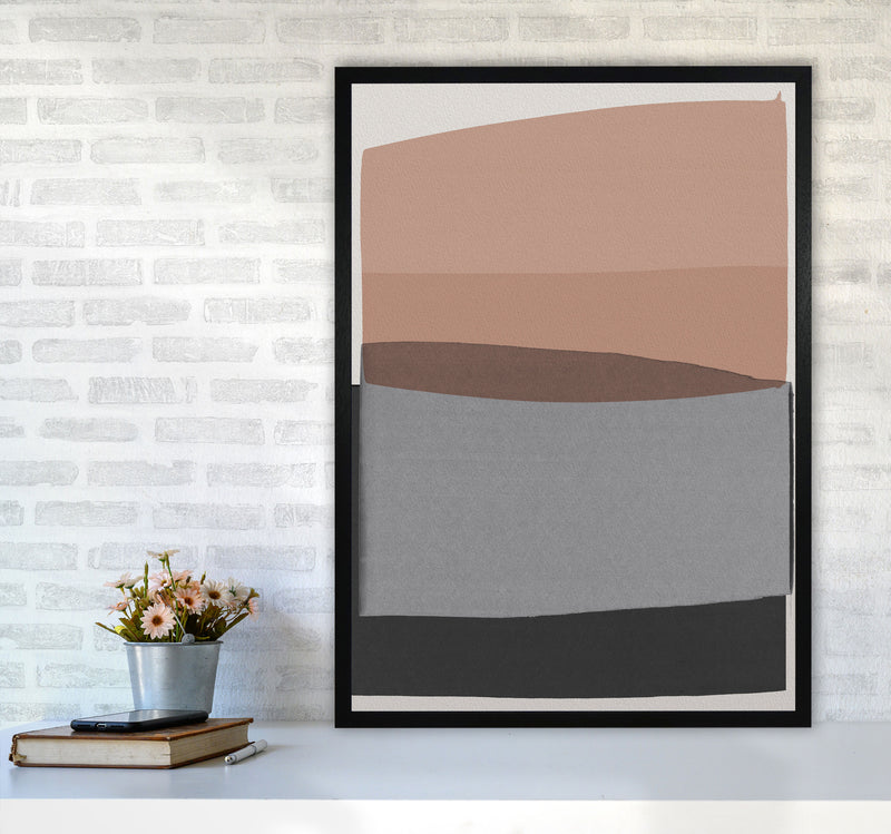 Modern Pink and Grey Abstract Art Print by Orara Studio A1 White Frame