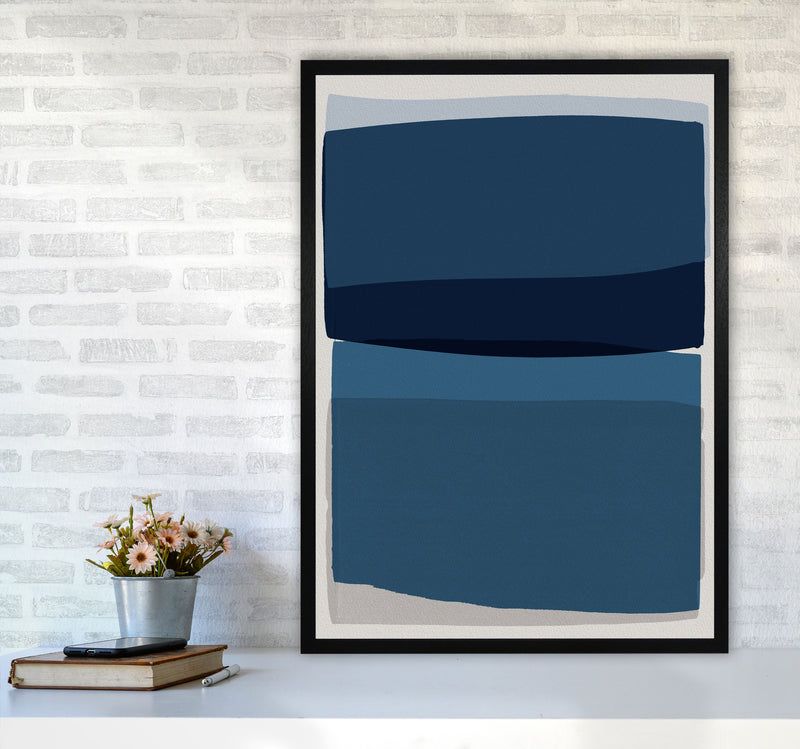 Modern Blue Abstract Art Print by Orara Studio A1 White Frame