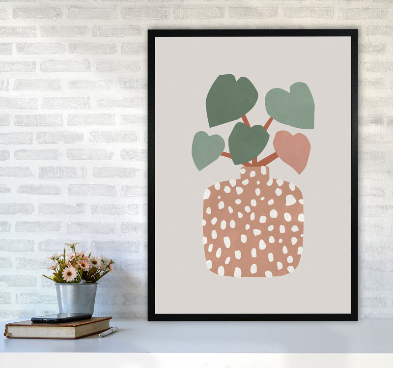 Terrazzo & Heart Plant Art Print by Orara Studios A1 White Frame